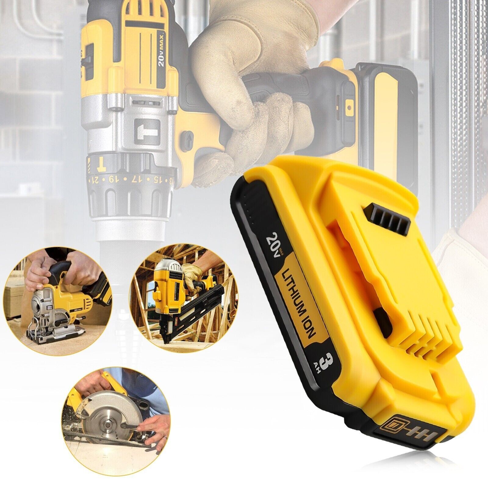 For Dewalt DCB203 20V Max Batteries 2.0Ah Lithium Ion 20 Volt DCB203-2 /Charger