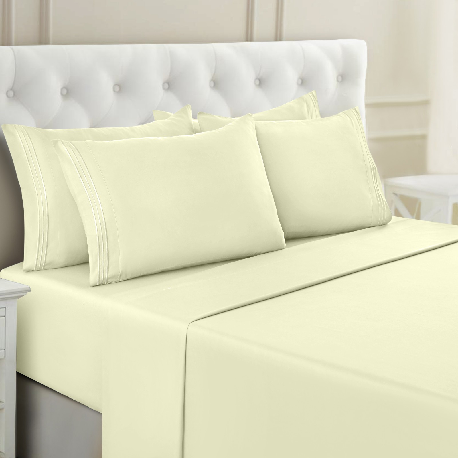 1800 Series 6 Piece Bed Sheet Set Soft Deep Pocket Twin King Queen Full Sheets