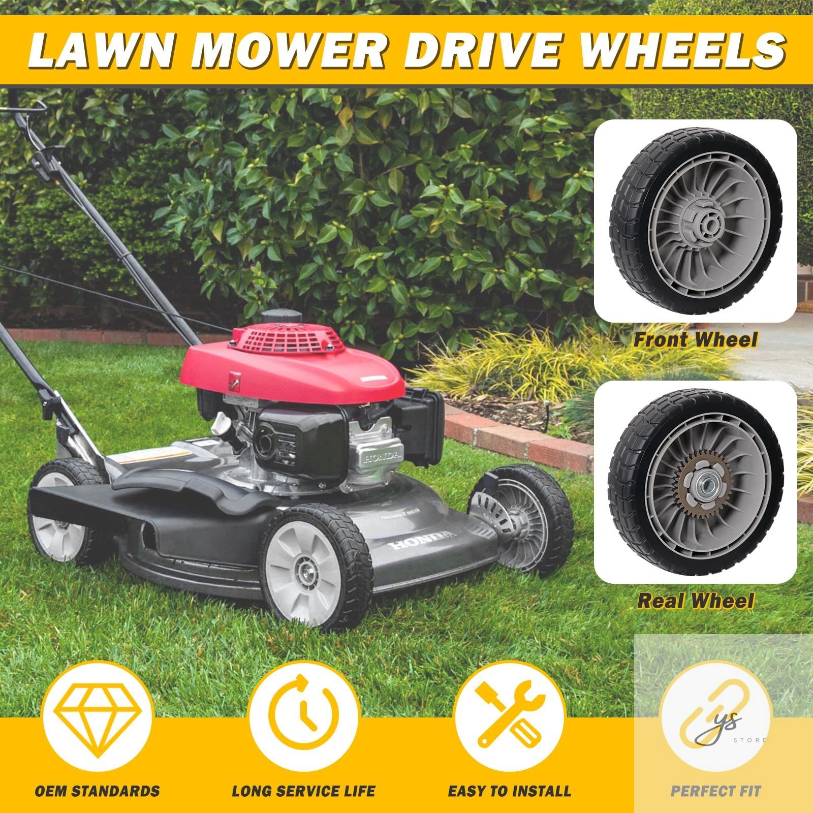 4 Pcs 8″ Lawn Mower Wheels Compatible with Honda HRR216 HRS216 HRT216 Lawn Mower