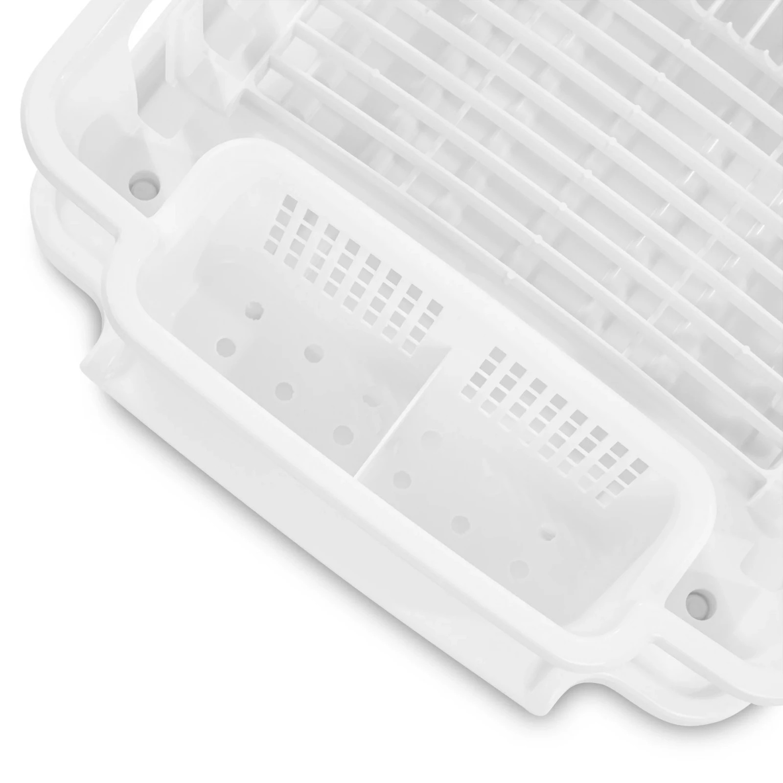 STERILITE 2-Piece Large Sink Set Dish Rack Drainer, White (18 L x 13 3/4″ W x 5