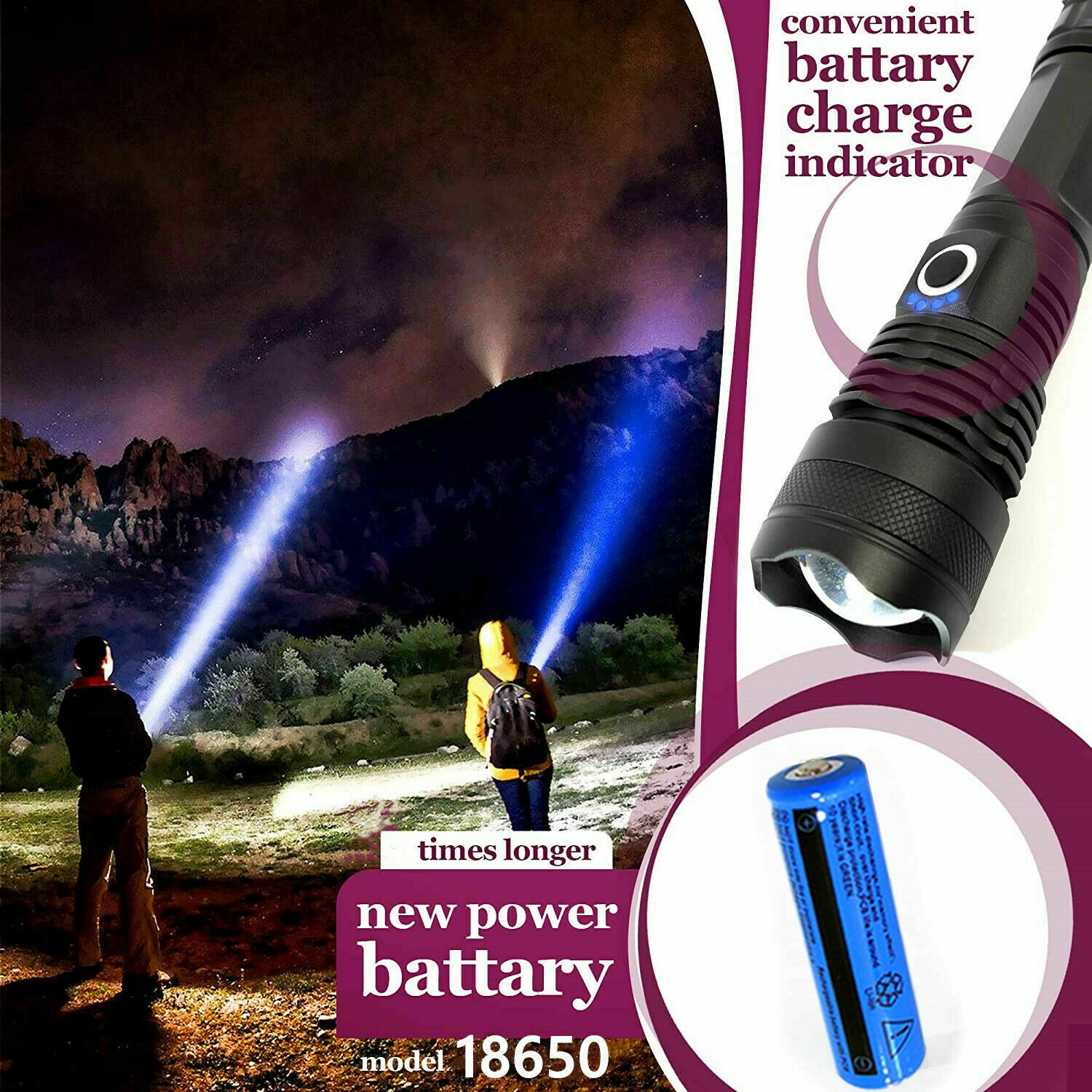 Rechargeable 990000LM LED Flashlight Tactical Police Super Bright Torch Zoomable