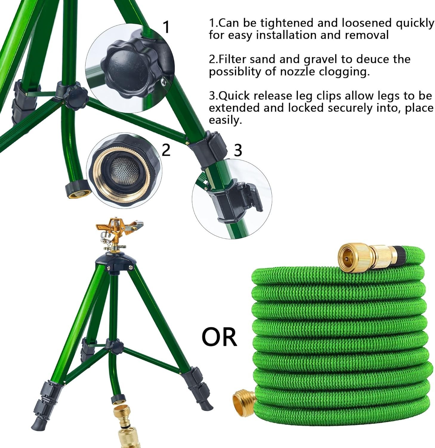 Brass Impact Sprinkler Set, 2 Pack Tripod Base