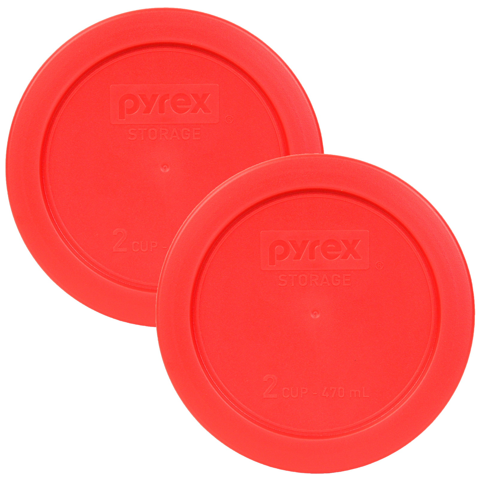 Pyrex 7200-PC Round 2 Cup 5″ Storage Lid Cover 2 Pack Red for Glass Bowl