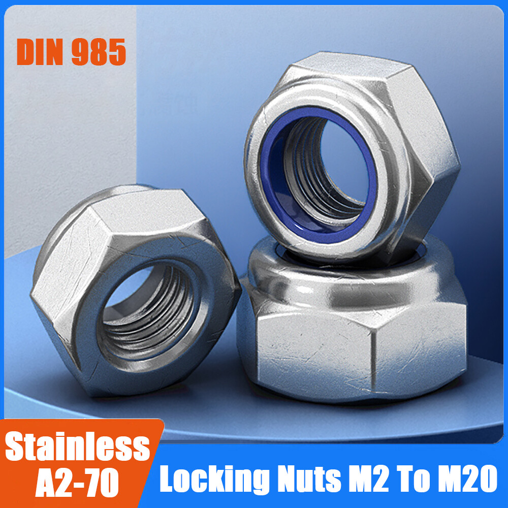 Nyloc Nylon Insert Locking Nuts A2 Stainless Steel M2,3,4,5,6,8,10,12,16,18,20