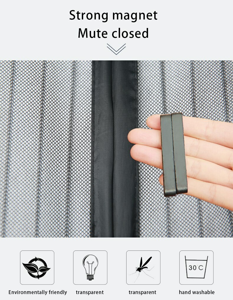 Magnetic Screen Door Heavy Duty Hands-Free Mosquito Mesh Anti Bugs Fly Curtain