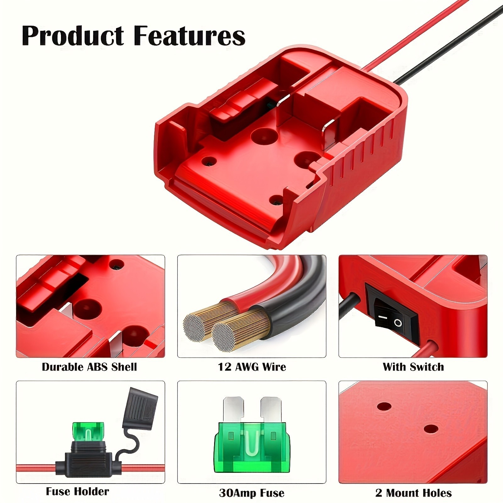 2-Pack Power Wheel Adapter Compatible with 18V Battery for RC Car Toys