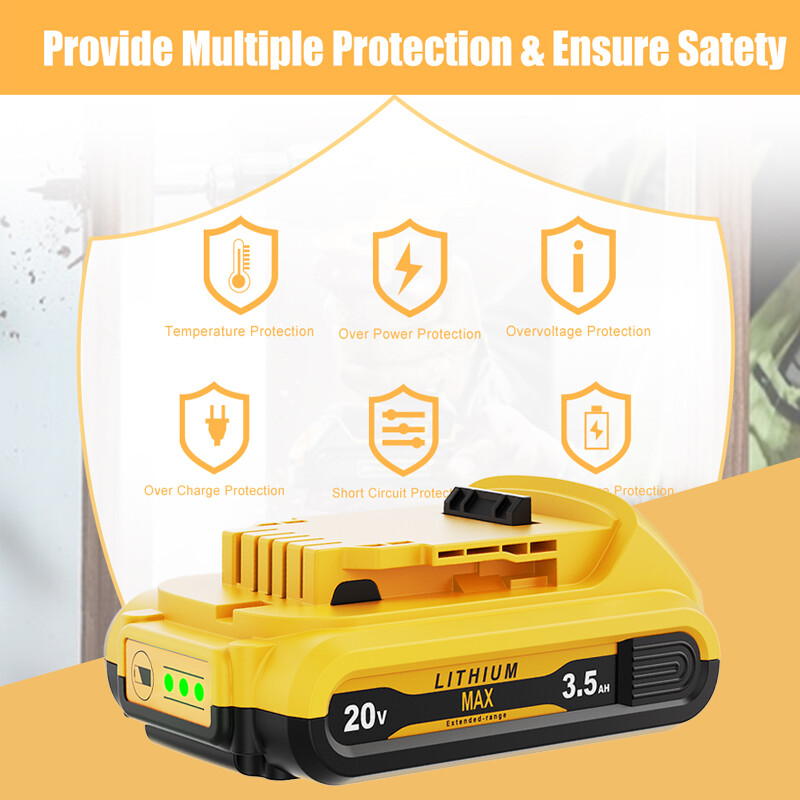 Pack For DEWALT DCB201 20V 20 Volt Max Lithium-Ion Compact Battery DCB203 DCB207