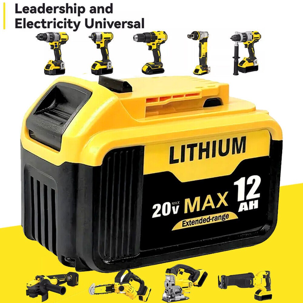 Pack For DeWalt 20V 20 Volt Max 12.0AH Lithium Ion Battery DCB206-2 DCB205-2
