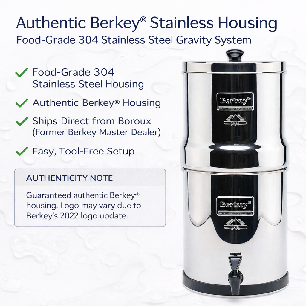 Big Berkey Water Filter with 2 Boroux Foundation Black and 2 Fluoride Filters