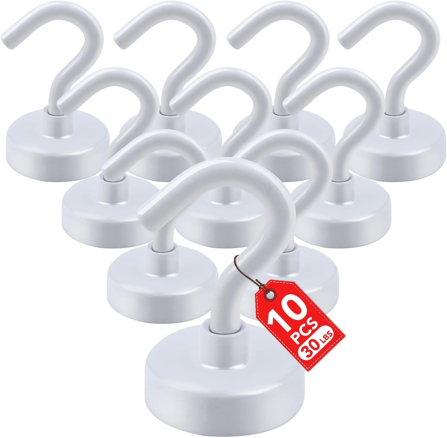 Stainless Steel Magnetic Hooks – 10 Pack, 30lbs Capacity for All Your Needs