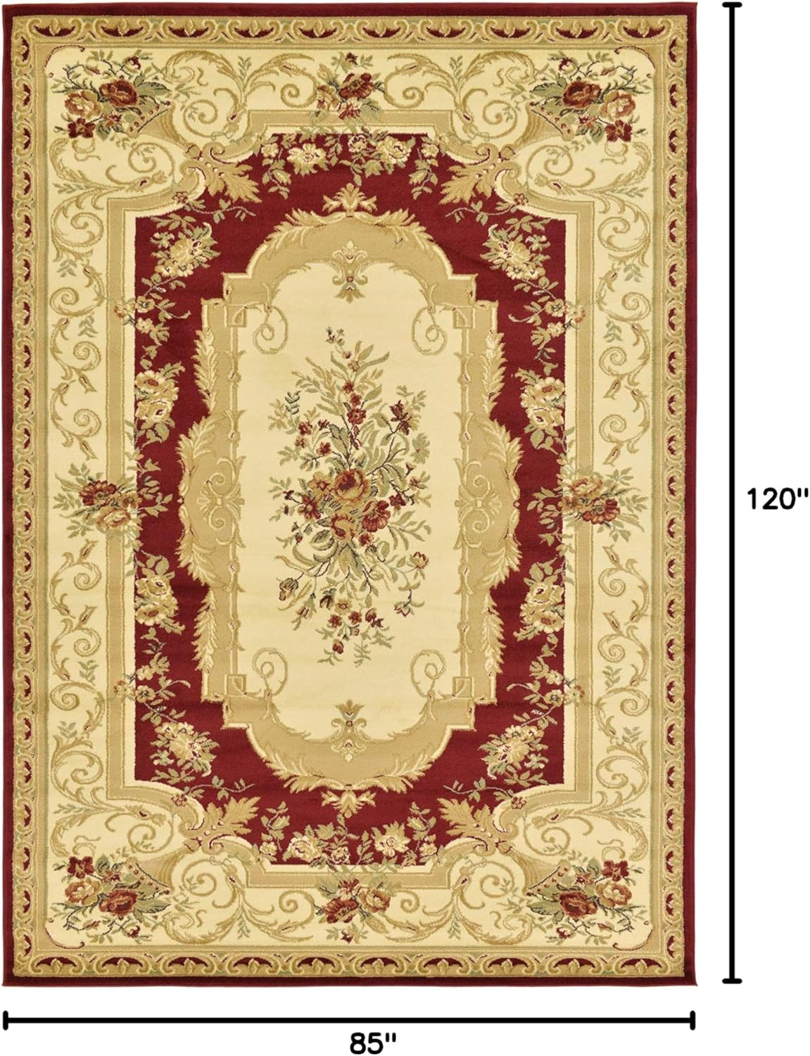 Elegant Versailles Collection Area Rug – Henry 7’1″ x 10′ Red/Brown