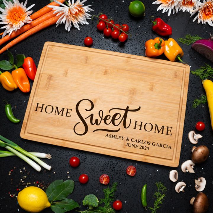 Custom Personalized Engraved Bamboo Cutting Charcuterie Board Home Housewarming