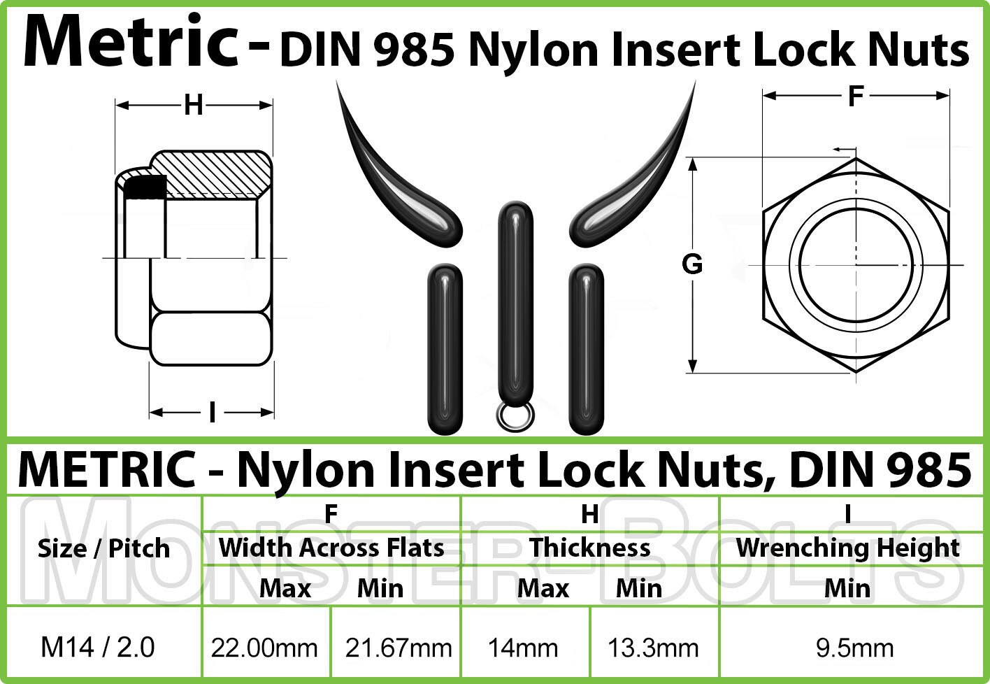 Bulk Qty – Nylon Insert Lock Nuts DIN 985 Steel, Black Oxide M3 M4 M5 M6 M8 M10