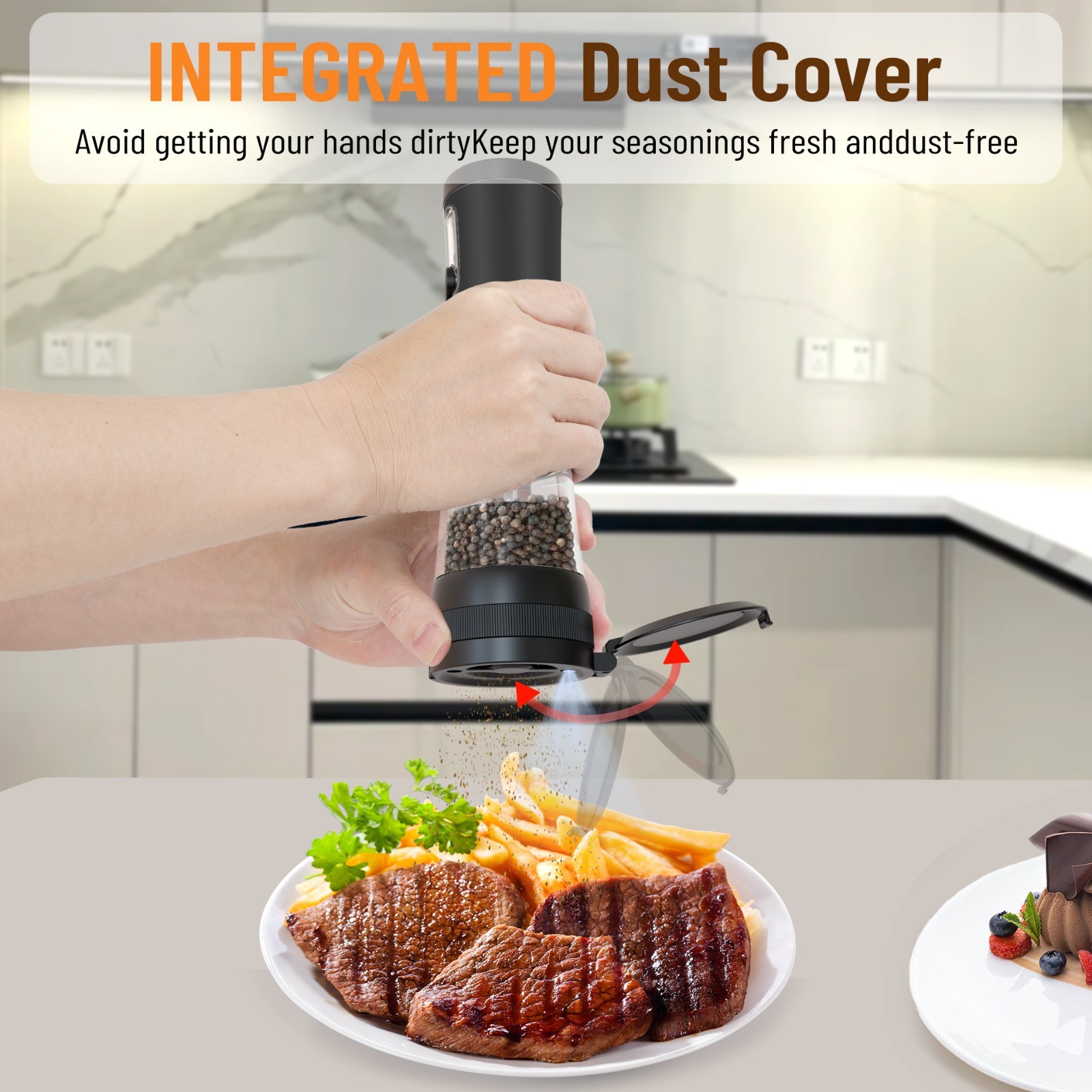 Electric Salt Pepper Grinder Set, Rechargeable Base, Adjustable Coarseness, 2PCS