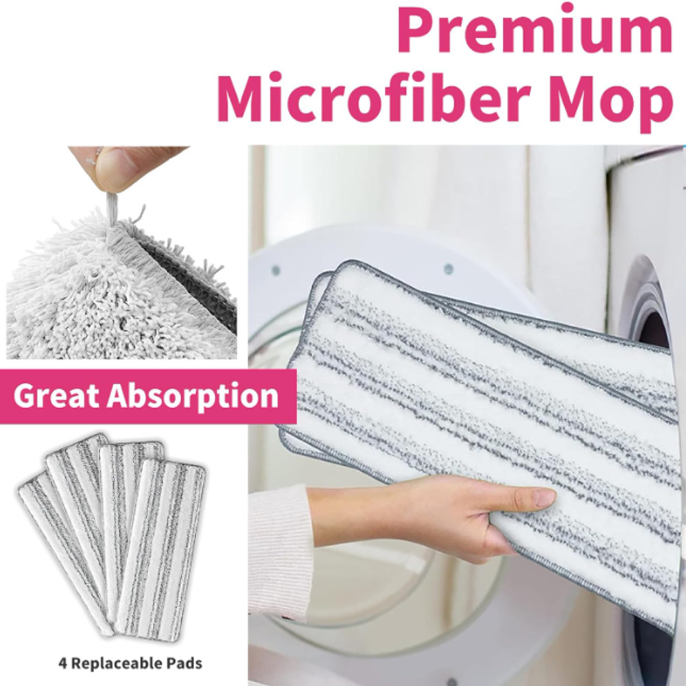 Flat Mop Bucket Set Separate Dirty Water Stainless Steel Bucket 2/4/6 Pads