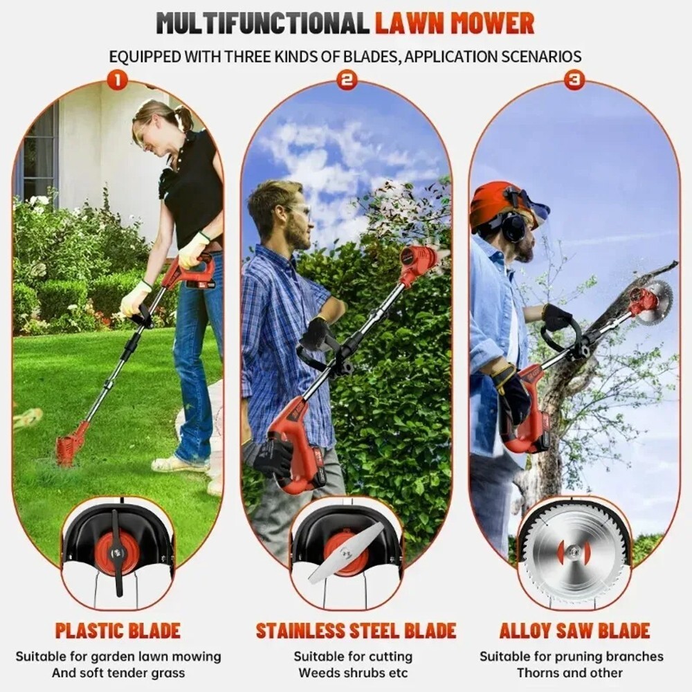 1000W Cordless WeedEater Electric Lawn Mower Lawn Edger Grass String Trimmer