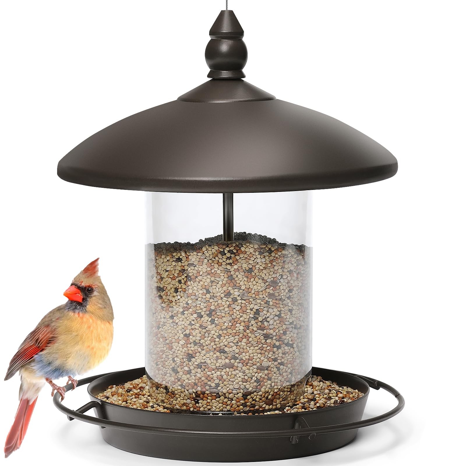 Youvip Metal Roof Bird Feeder – Chew Proof for Outdoor Hanging 1.7lb:Bronze