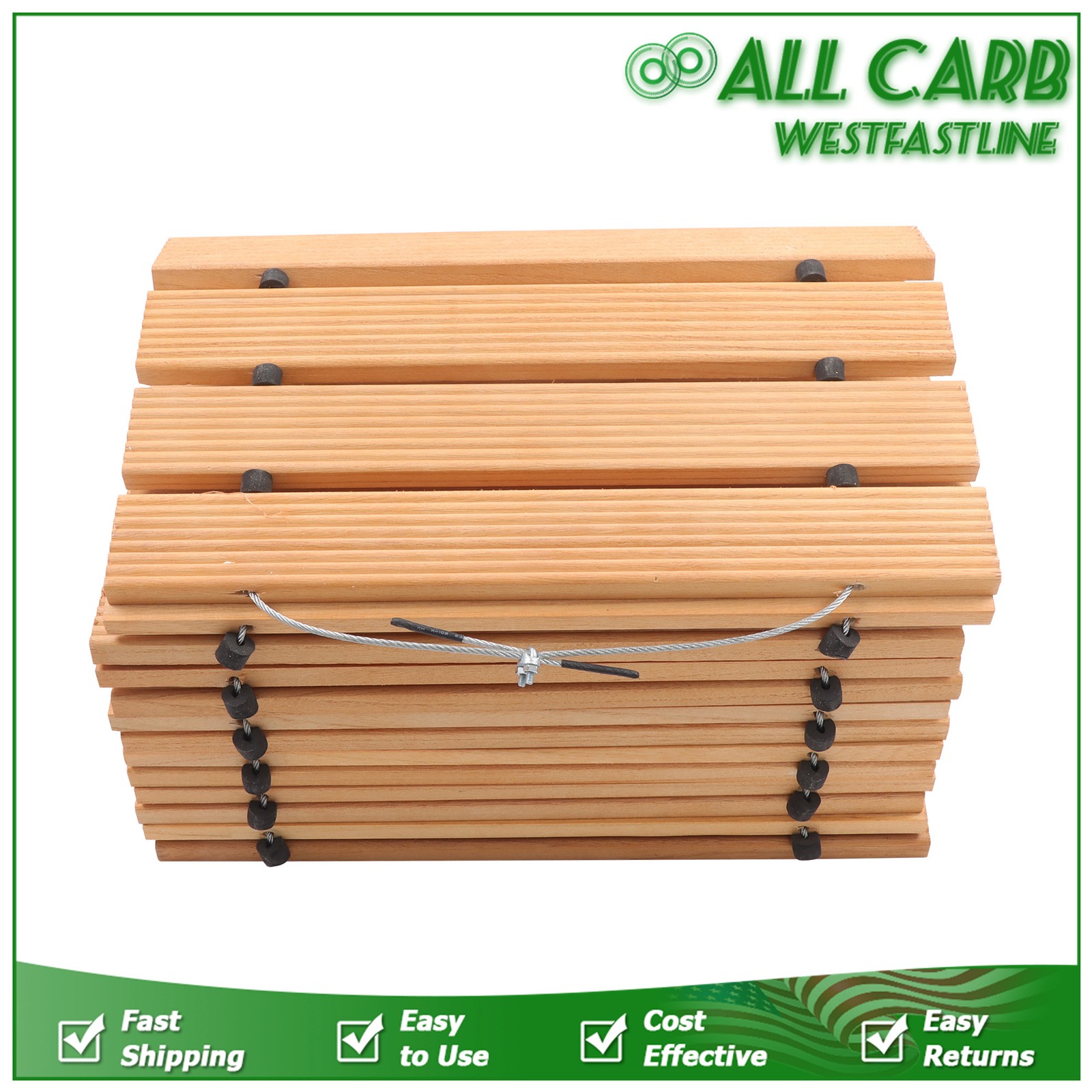 12ft Lx17 in W Straight Wooden Garden Pathway Roll Out With Wire Rope Connection