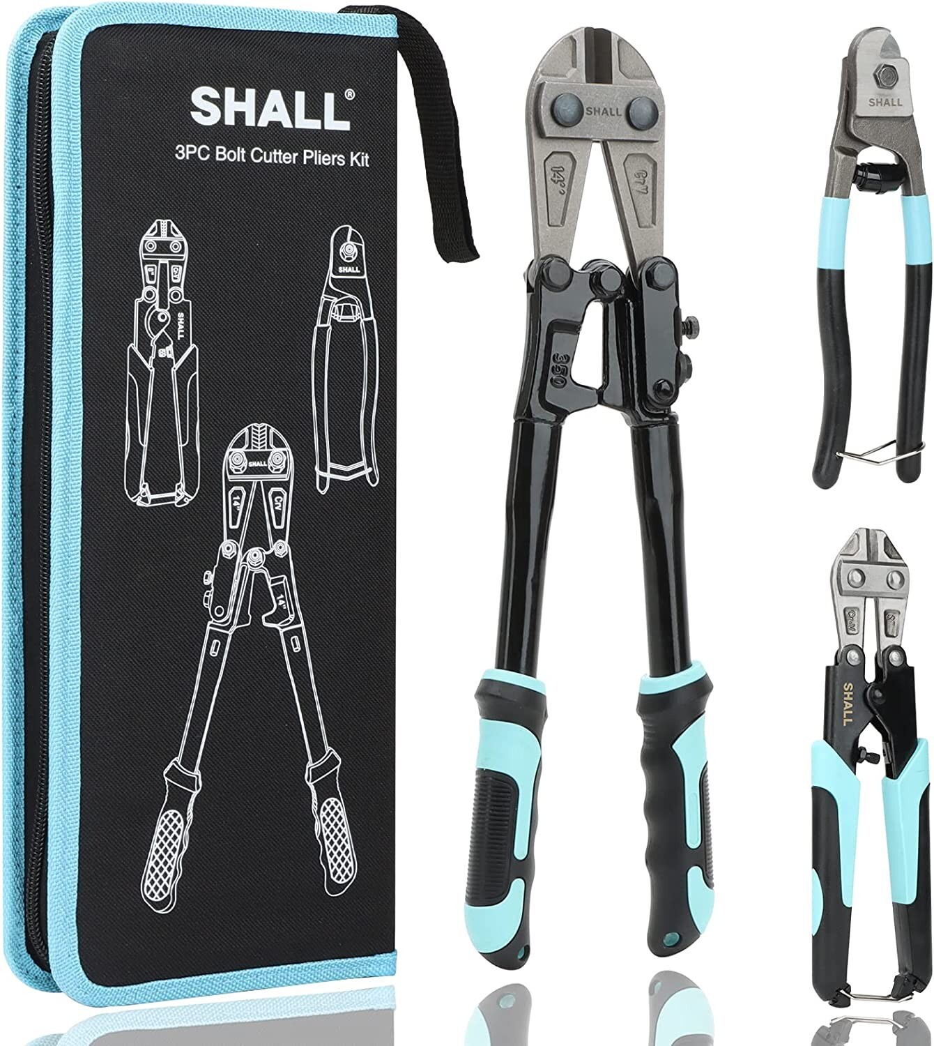 3 PCS Bolt Cutters,14″ Heavy Duty Bolt Cutter,8″ Bolt Cutter & Wire Rope Cutter