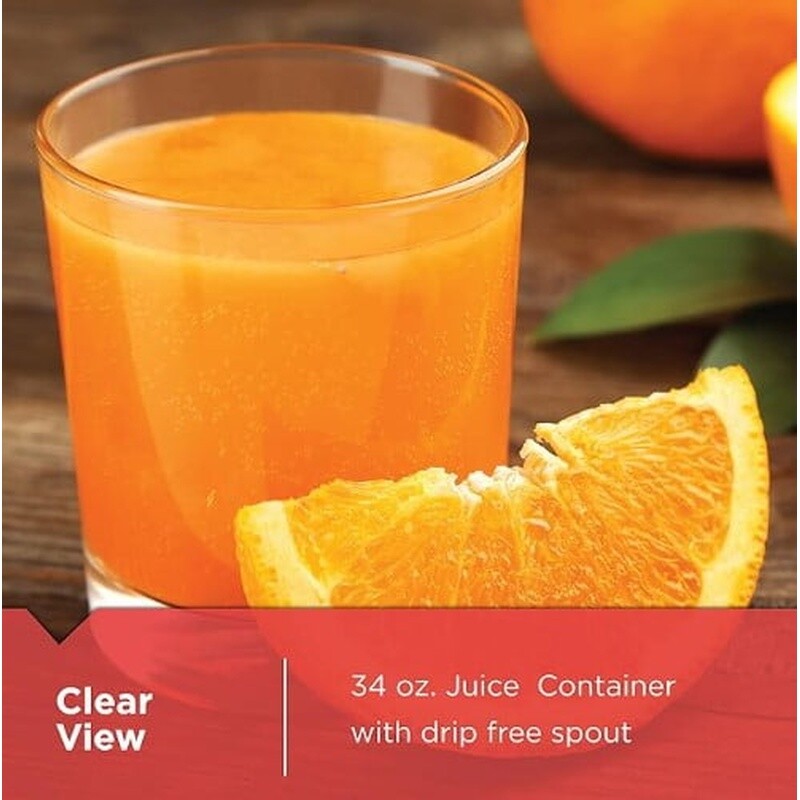 Citrus Juicer W/ Self-Reversing Cone & Easy Pour Pitcher Dishwasher Safe Parts