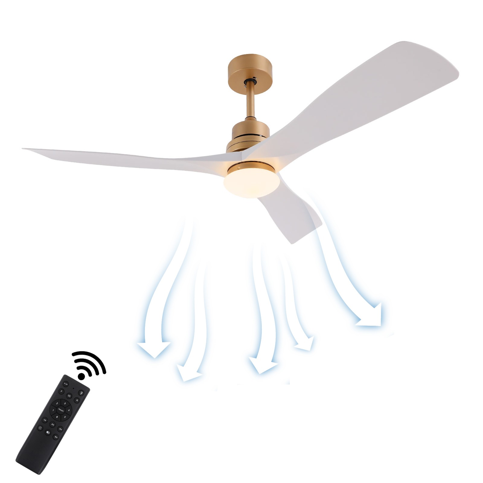 Modern Ceiling Fan Light Quiet 30dB 6 Speed 1/2/4/8H Timer LED with Remote