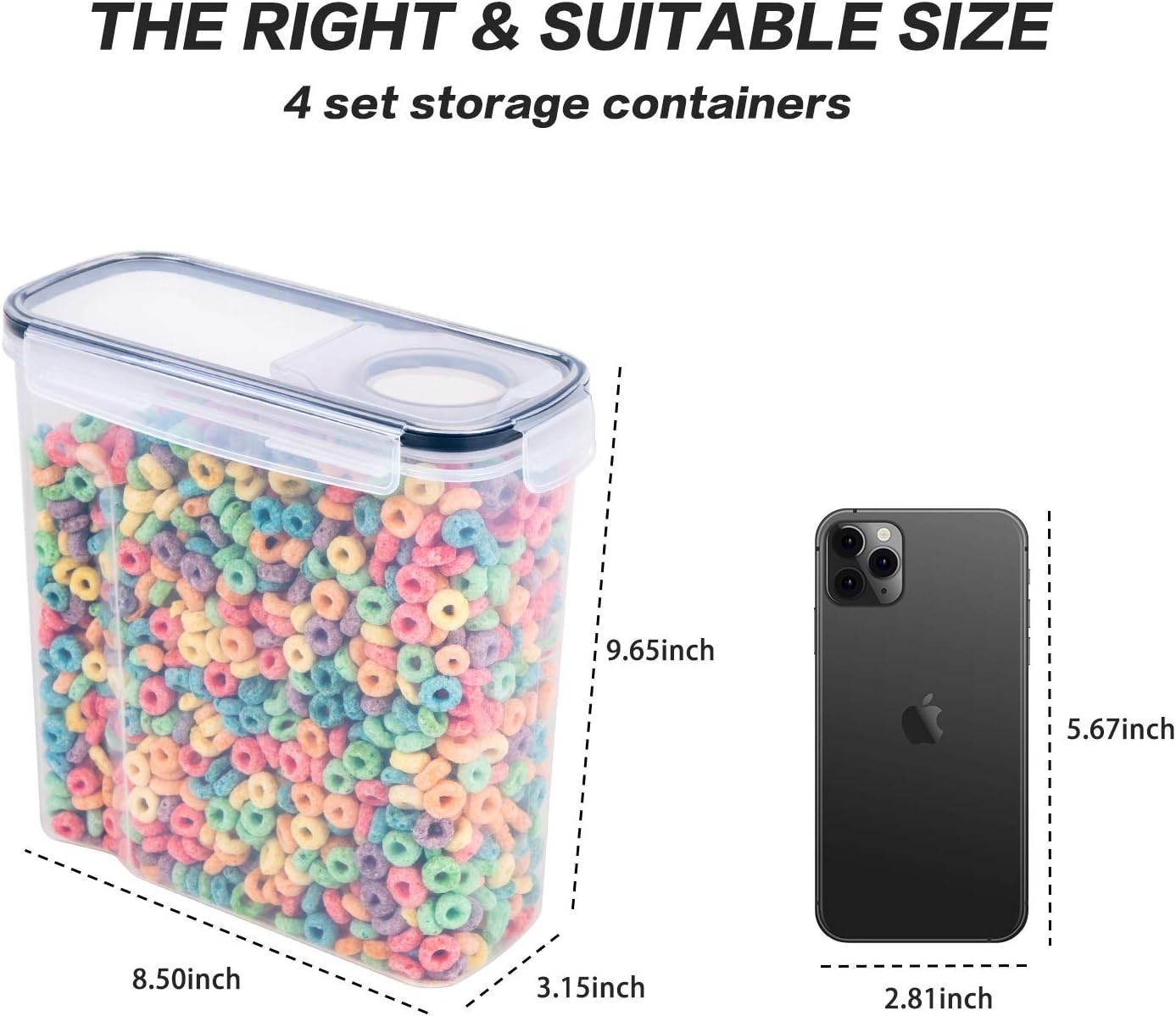 Cereal Containers Storage Set – 3 Piece Airtight Large Dry Cereal Container