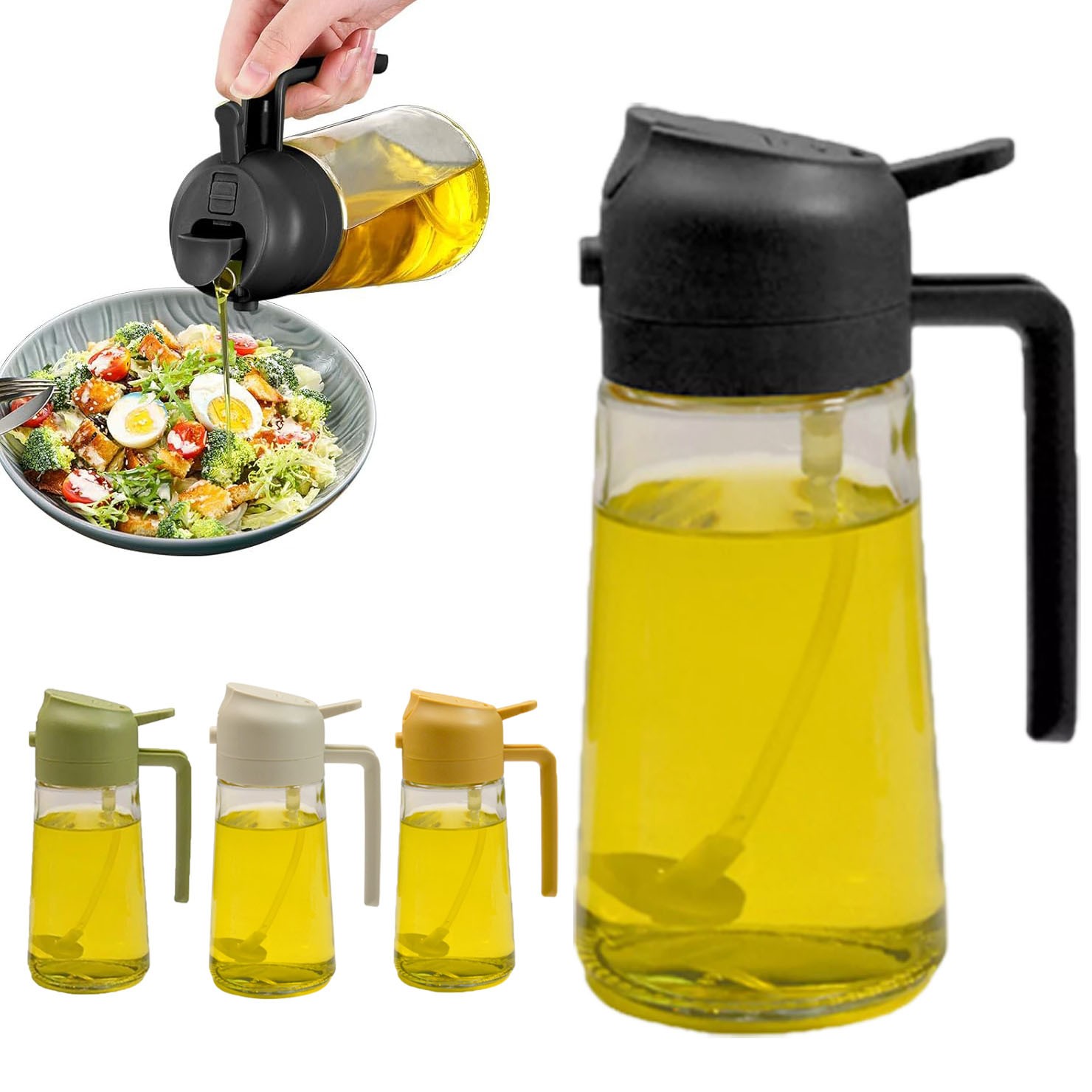 450ML Glass Oil Sprayer Bottle 2 in 1 Cooking Dispenser for Olive Oil