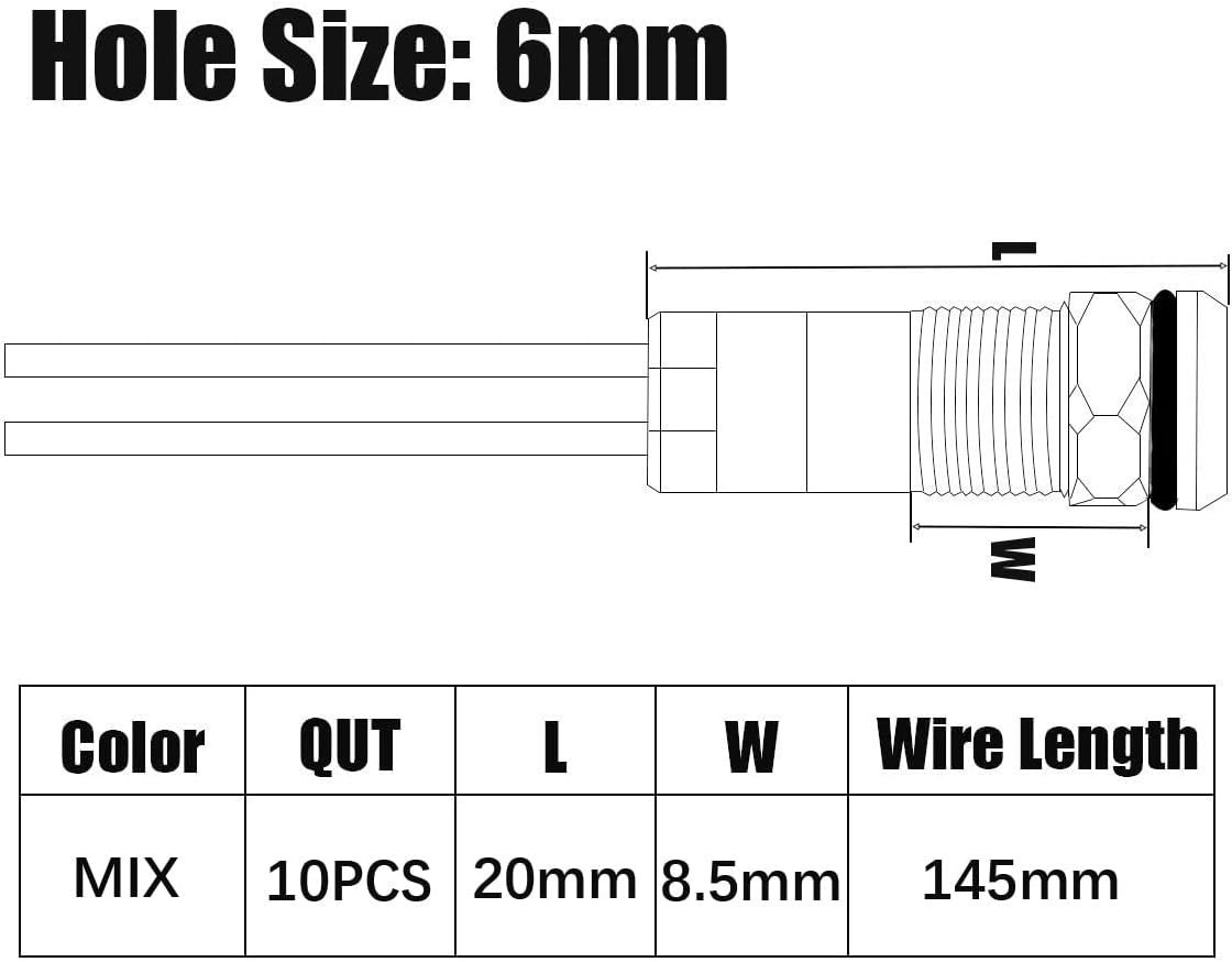 Led Metal Indicator Light 6MM Small 12V Waterproof Signal Lamp 24 Volt Dash Ligh
