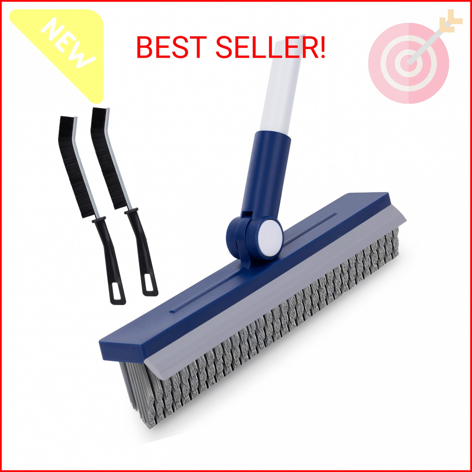 IVYROLL Grout Brush with Long Handle, Grout Cleaner Brush for Tile Floors, Stiff