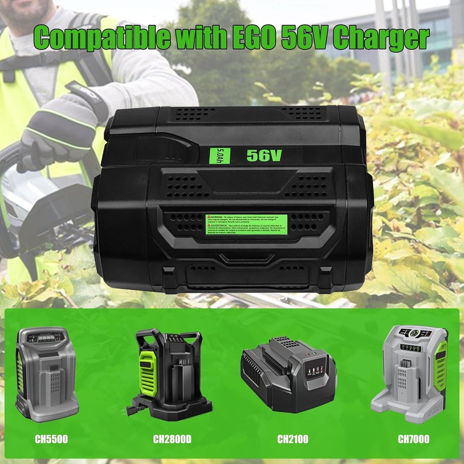 For Genuine EGO POWER+ BA2800T 56V 5.0 AH Battery w/ Fuel Gauge 56 Volt Power+