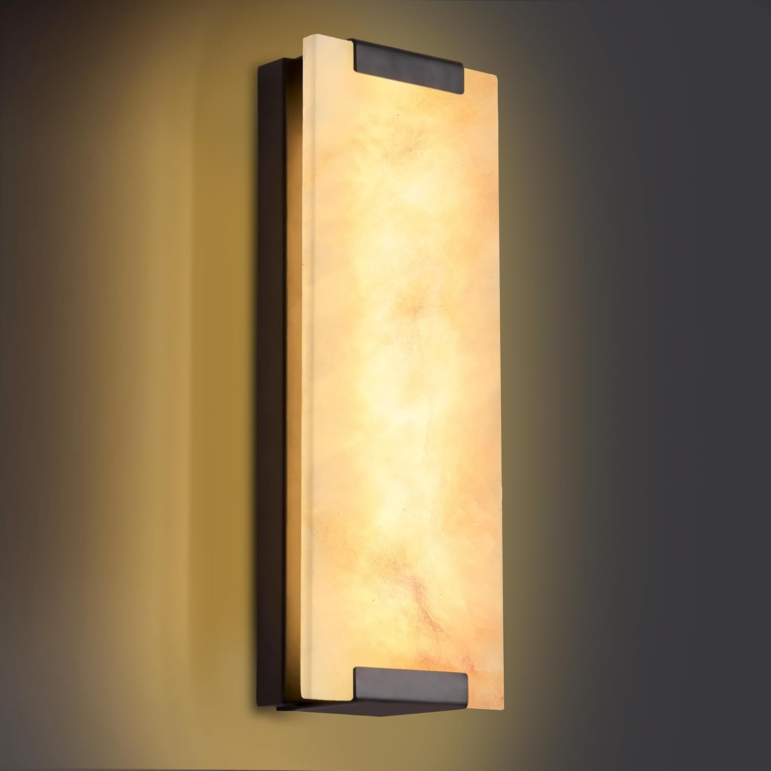 14.2 in Alabaster Wall Sconces, Black Natural Marble Wall Sconces, Alabaster Sco