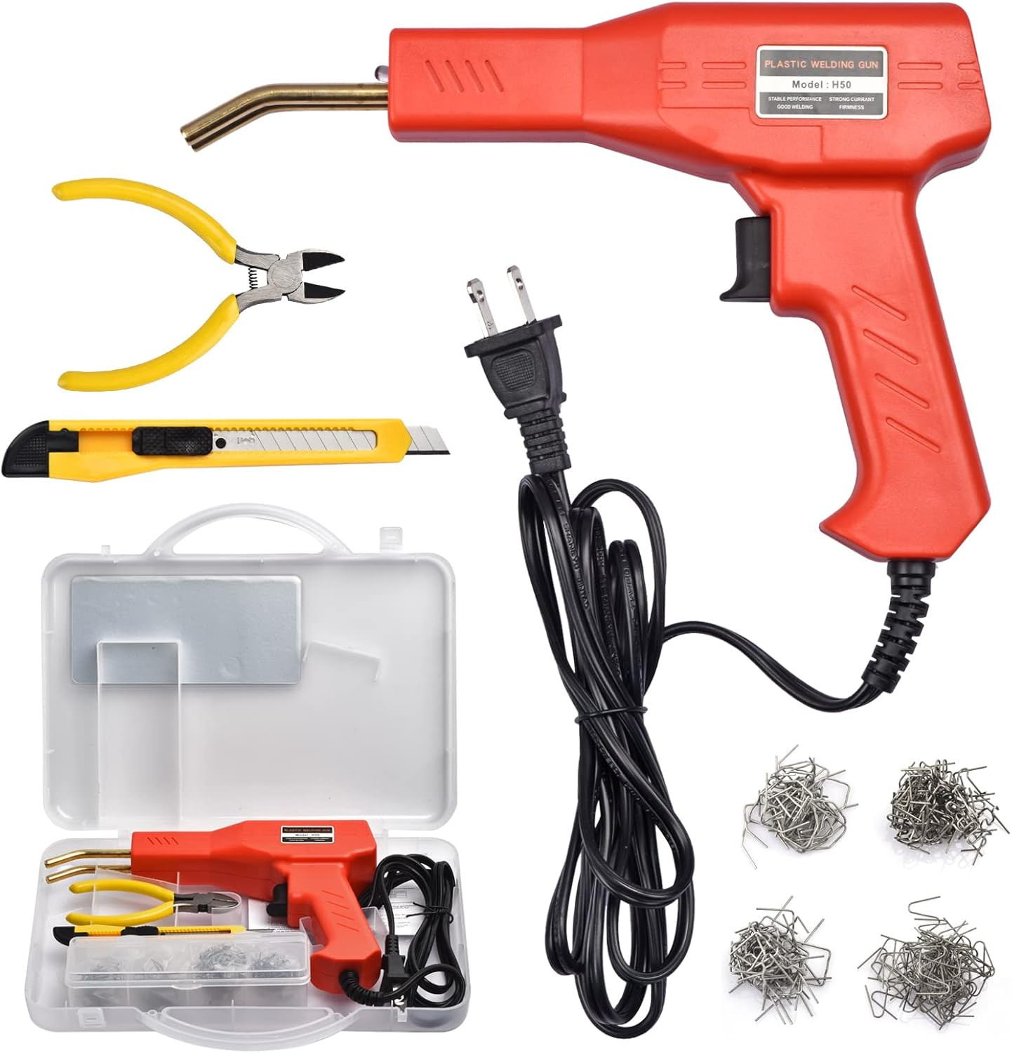 Plastic Welder Kit for Bumper Repair, 200 Staples, Hot Stapler Welding Gun.