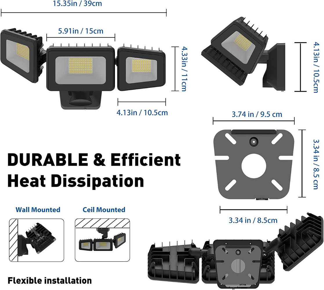 120W LED Flood Light Outdoor Security 12000lm High Brightnes 4500K Natural Light