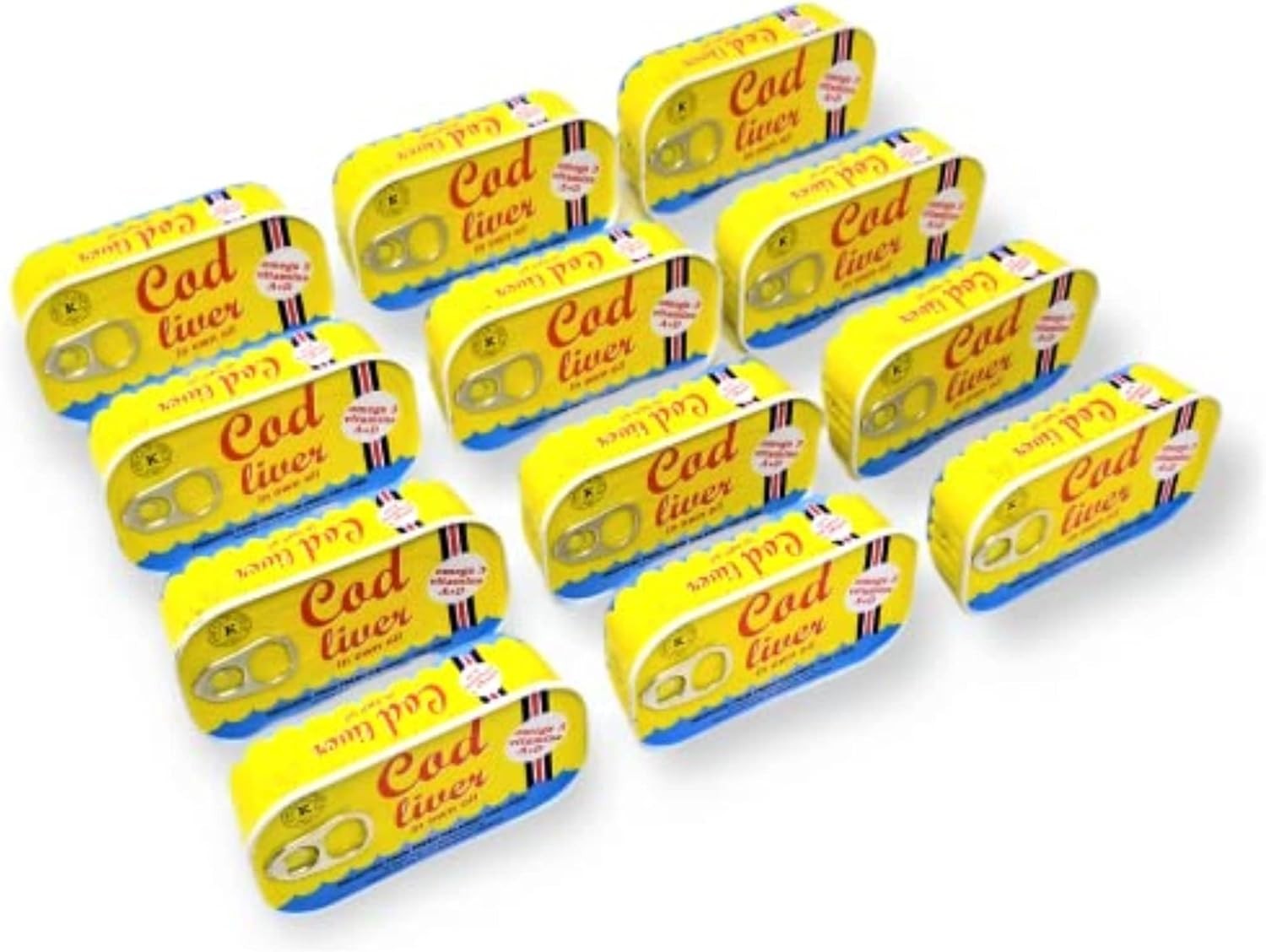 12 PACK Threeline COD Liver In Own Oil Made in Iceland Печень Трески Icelandic