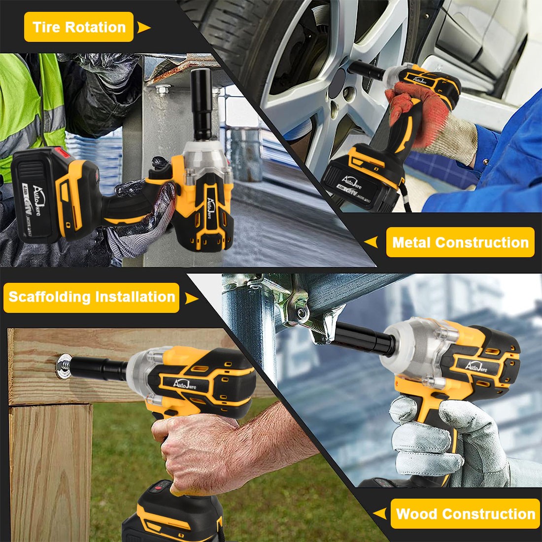 20V Cordless Impact Wrench Kit 1/2″ with Batteries & Charger Brushless Motor