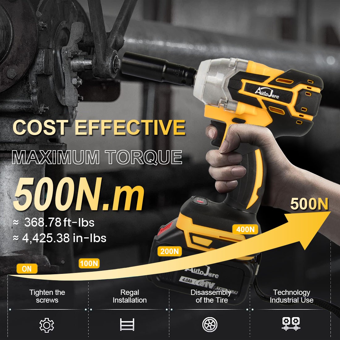 20V Cordless Impact Wrench Kit 1/2″ with Batteries & Charger Brushless Motor