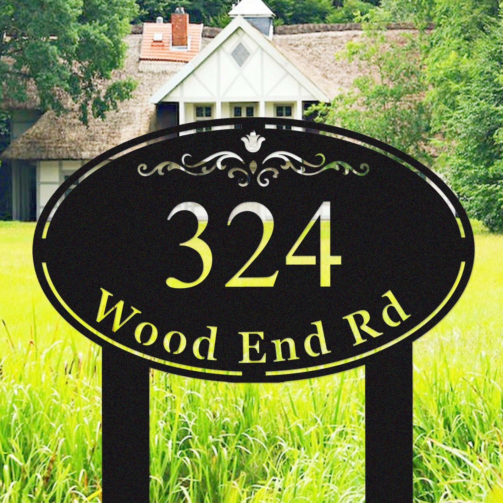 Custom Metal Address Sign, Personalized Yard Number Plaque