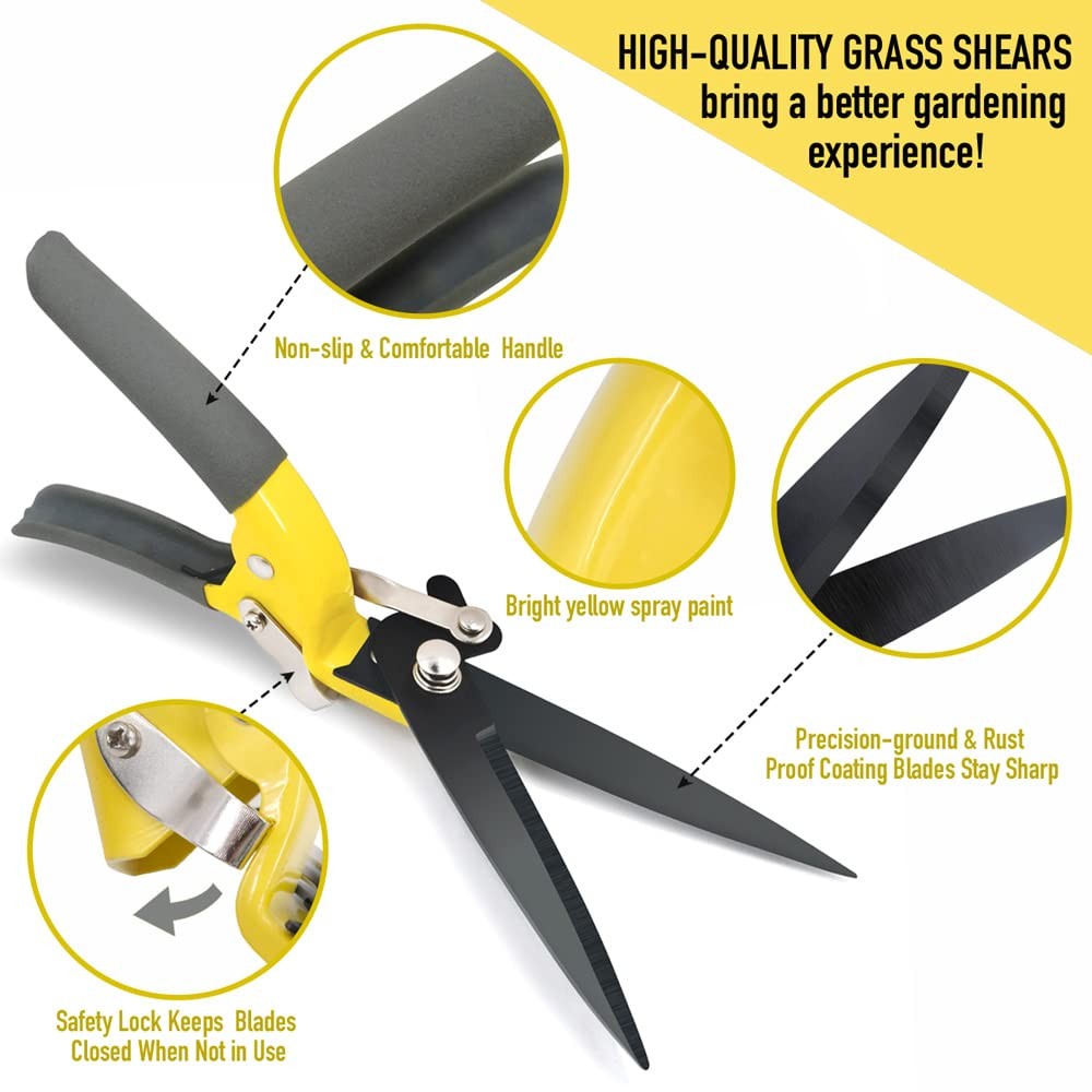Grass Shears Hand Clippers Sharp Blade Non–Slip Grip Garden Lawn Edges Trimmer