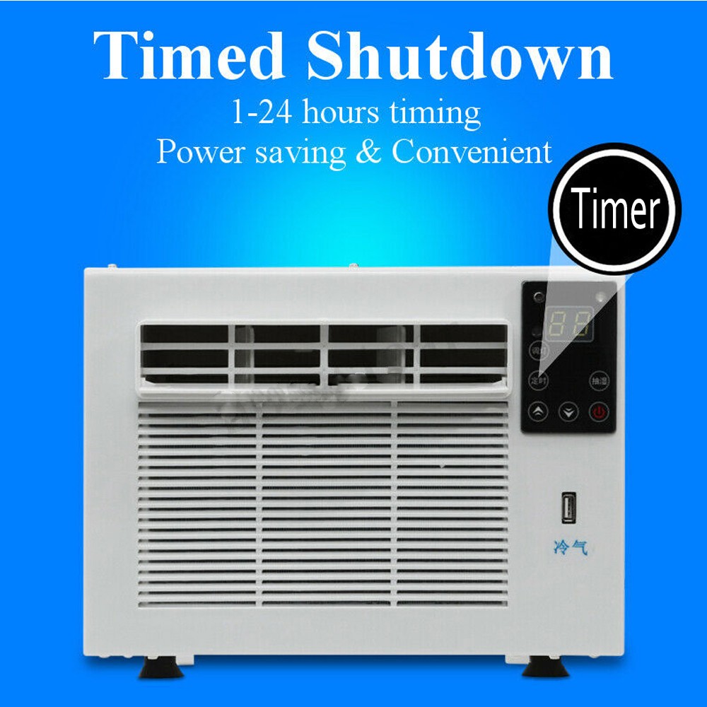 1100W Portable Window Refrigerated Air Conditioner Cold & Heat With Timer Remote