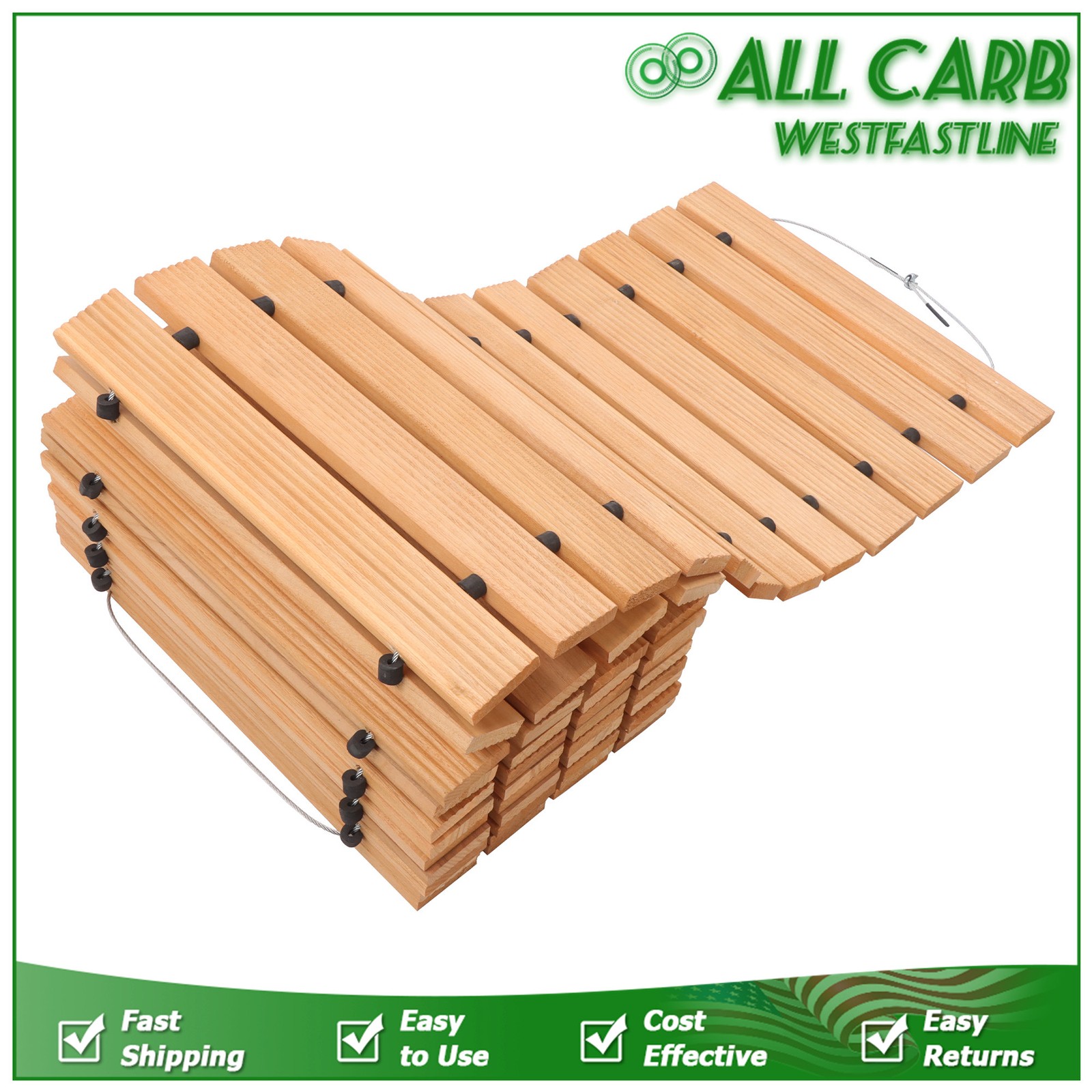 12ft Lx17 in W Straight Wooden Garden Pathway Roll Out With Wire Rope Connection