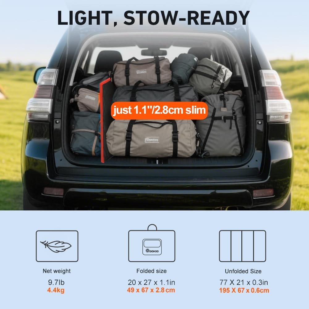 DOKIO 200W Portable Foldable Solar Panel Kit (20x27in, 20x27in, Black