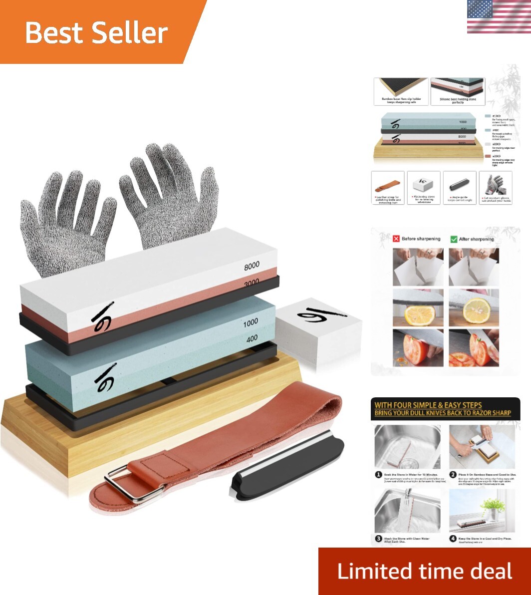 Complete Knife Sharpening Kit with Cut-Resistant Gloves – Perfect for All Blades