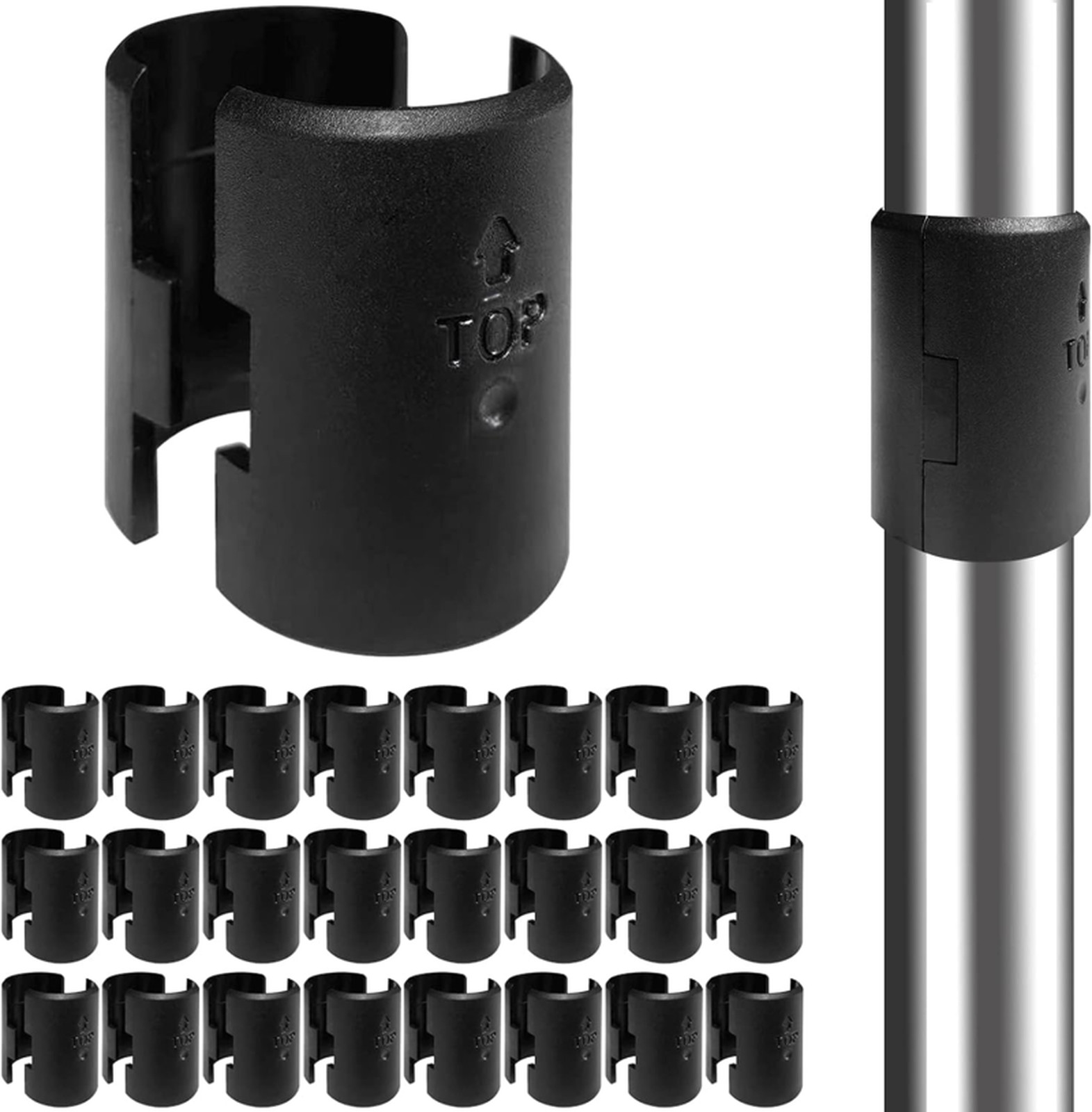 Wire Shelf Clips 1 Inch Plastic Metal Pack 36 for Wire Shelving System Black