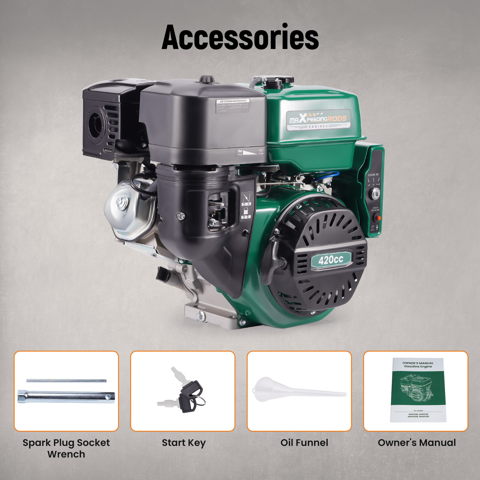 15HP 420cc Horizontal Engine Motor Electric Start Gasoline 4 Stroke Compressors