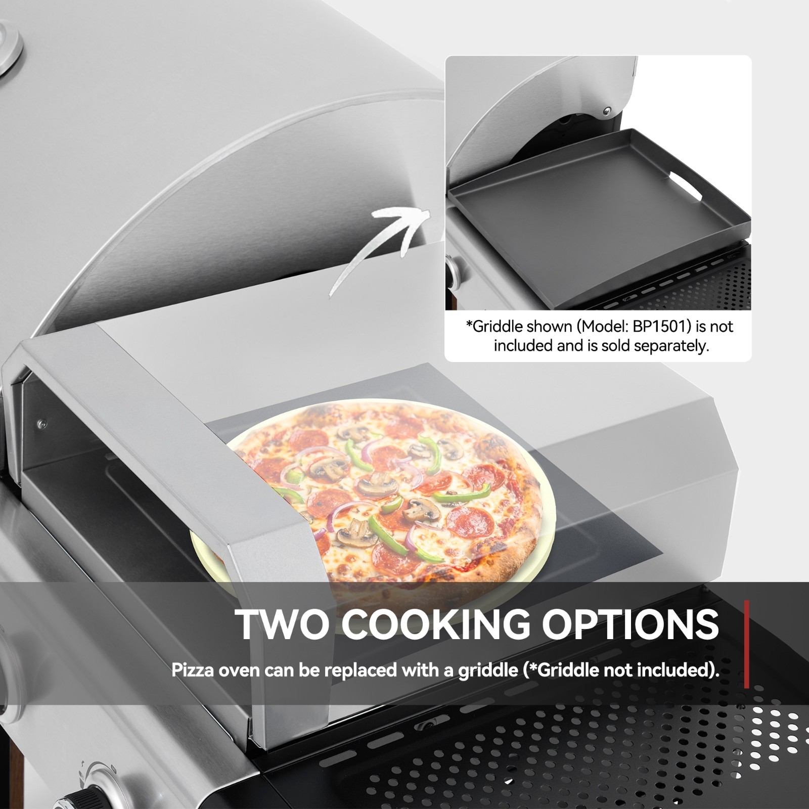 Royal Gourmet Premium Gas Grill and Pizza Oven Combo, with Side Burner