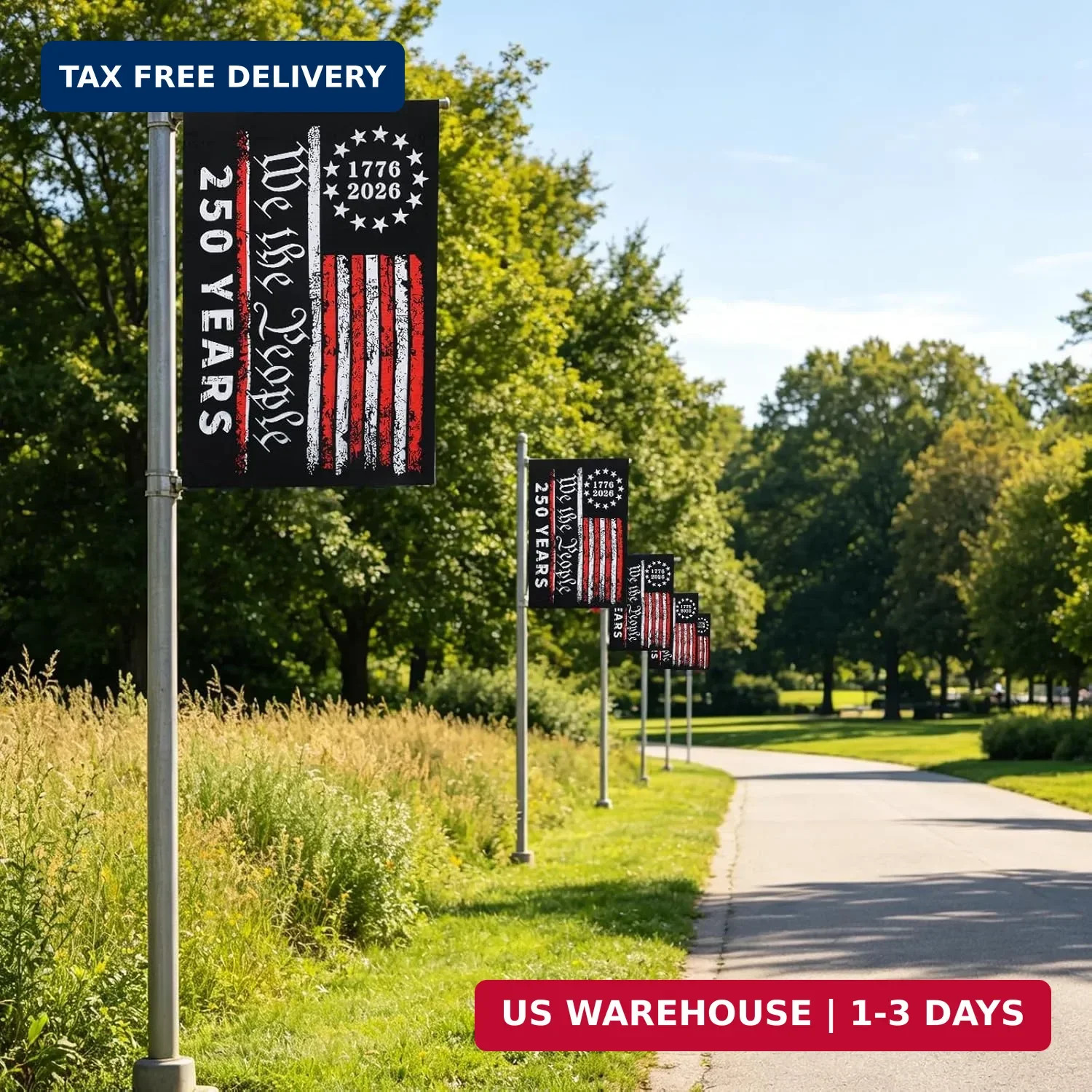 3Ply 250 Years American Anniversary Garden Flag, Small Usa Flags, Double Sided,