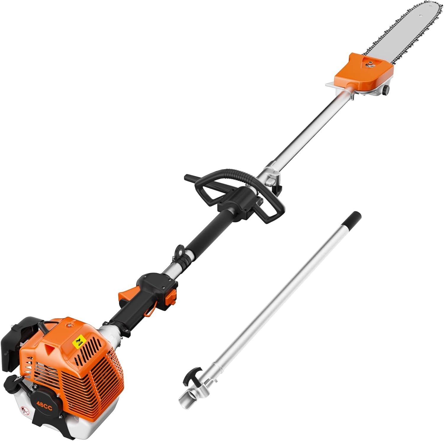 48cc 2-Cycle Gas Powered Pole Saw Tree Trimming 16ft Cordless Extension Chainsaw