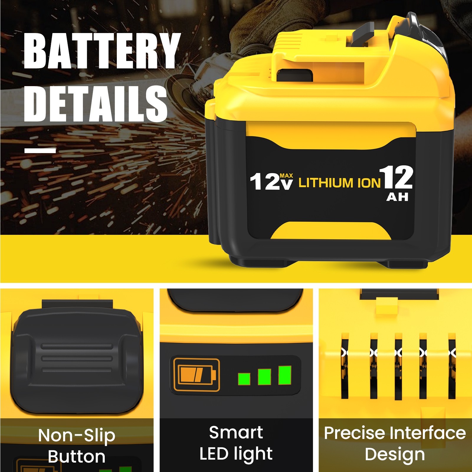 1~4PACK For Dewalt DCB126 12.0Ah 5.0Ah 12V 12Volt Max Lithium Ion Battery Li-ion