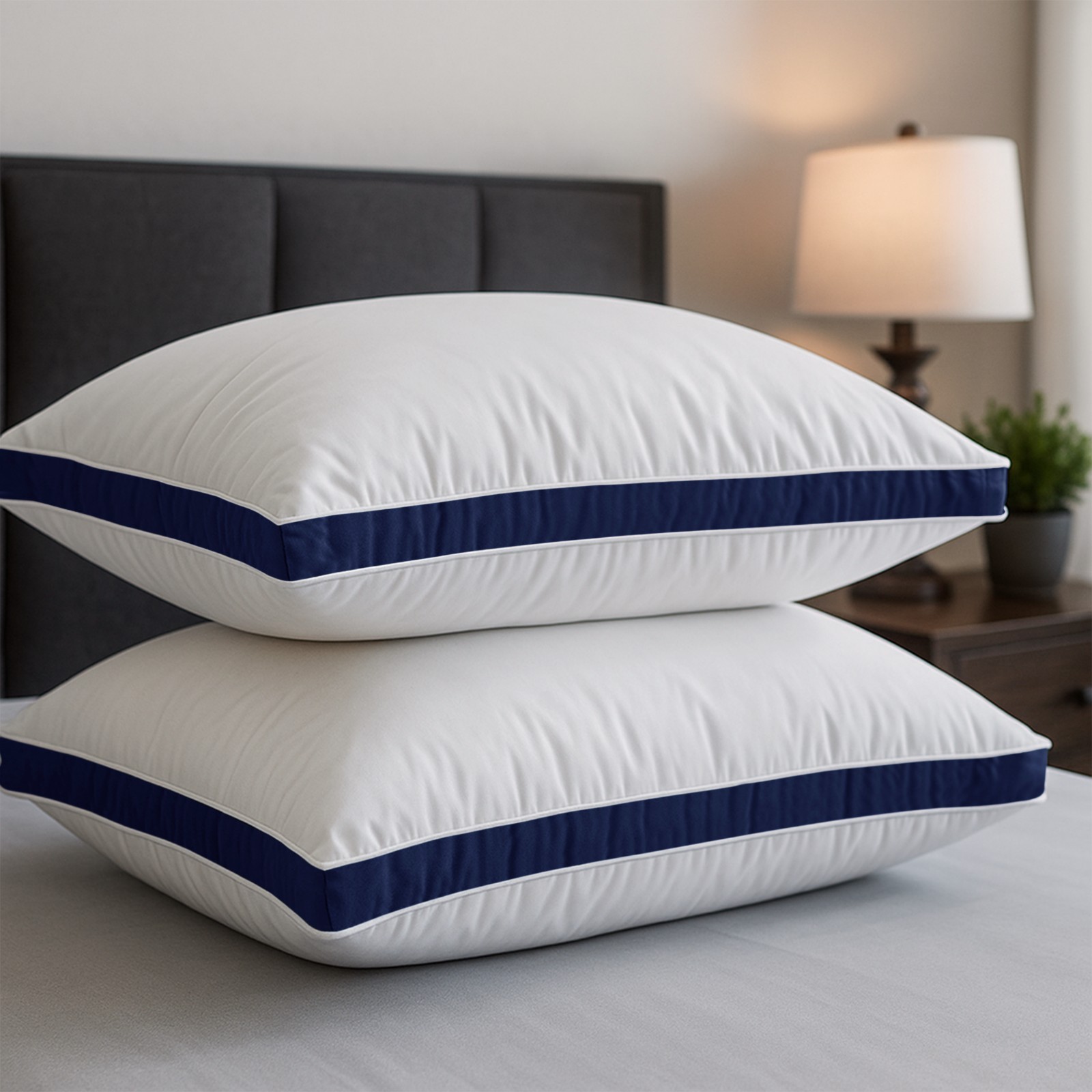 Pack of 2 Bed Pillows Quilted Hotel Quality Down Alternative Gusseted Pillow