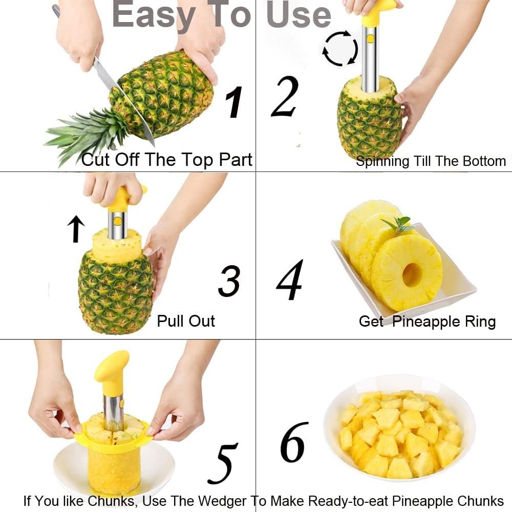 Fruit Slicing Tool for Pineapple with Non-Dishwasher Safe Stainless Steel Parts